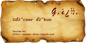 Gácser Ákos névjegykártya